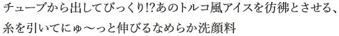 チューブからだしてびっくりのトルコ風アイスのような洗顔料	